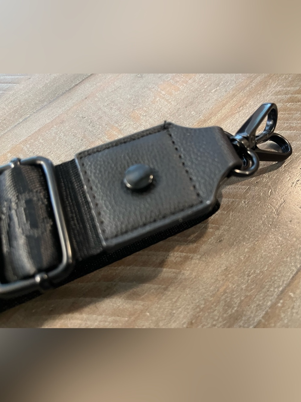 Madden NYC Black Adjustable Crossbody Strap with Black Metal Hardware